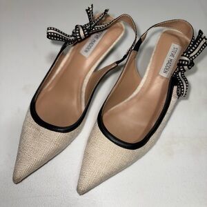Steve Madden Black and Cream Slingback Heels